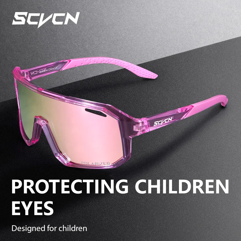 SCVCN 8-15 Years Boys Girls Cycling Glasses Outdoor Sports Running Hiking Climbing Sunglasses UV400 MTB Bicycle Eyewear Children