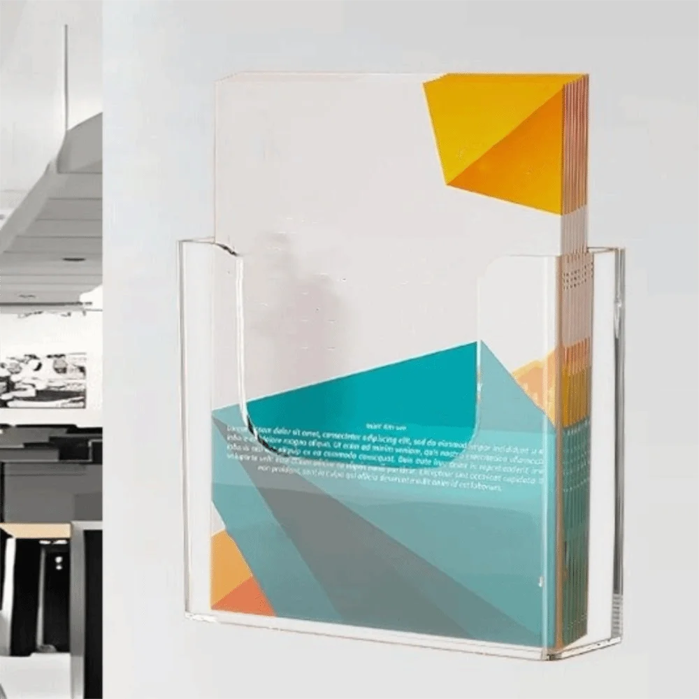 A4/A5 Wall-Mounted File Organizer Transparent Plastic Shelf File Rack ...