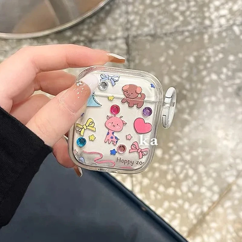 Kawaii Cute Animal Graffiti Airpods Custodia Per Airpods 1 2 3 Pro 2 Airpod Cute Retro Korean Air Pods Pro Case Airpods 2 Case
