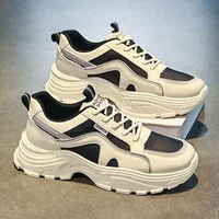 Men's Fall Sports Shoes Breathable White Thick Bottom Running Shoes Casual Dad Trendy Shoes Rubber Sole EVA Insole