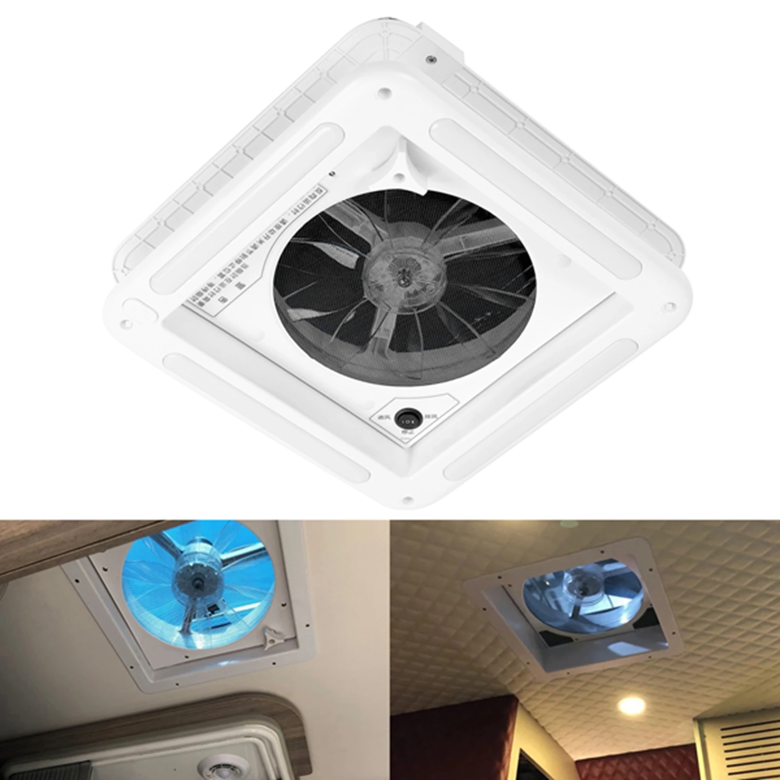 Ventilador De Techo LED 12V 4000RPM Para Autocaravana | Extractor De Aire Con Rejilla Y Flujo De 200 CFM