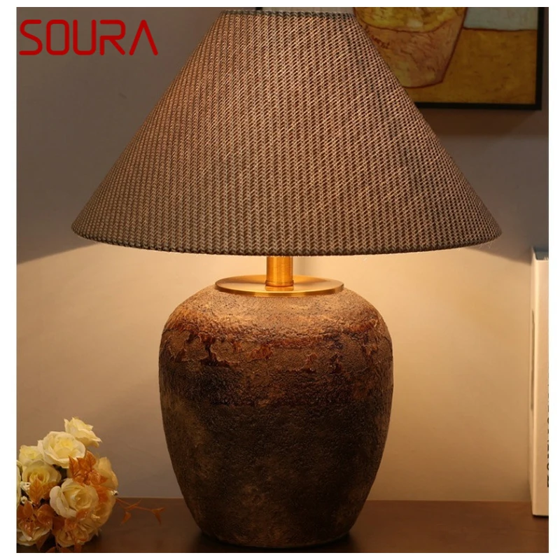 

SOURA Nordic Ceramic Table Lamp Modern Art Living Room Bedroom Study Villa LED Originality Desk Light