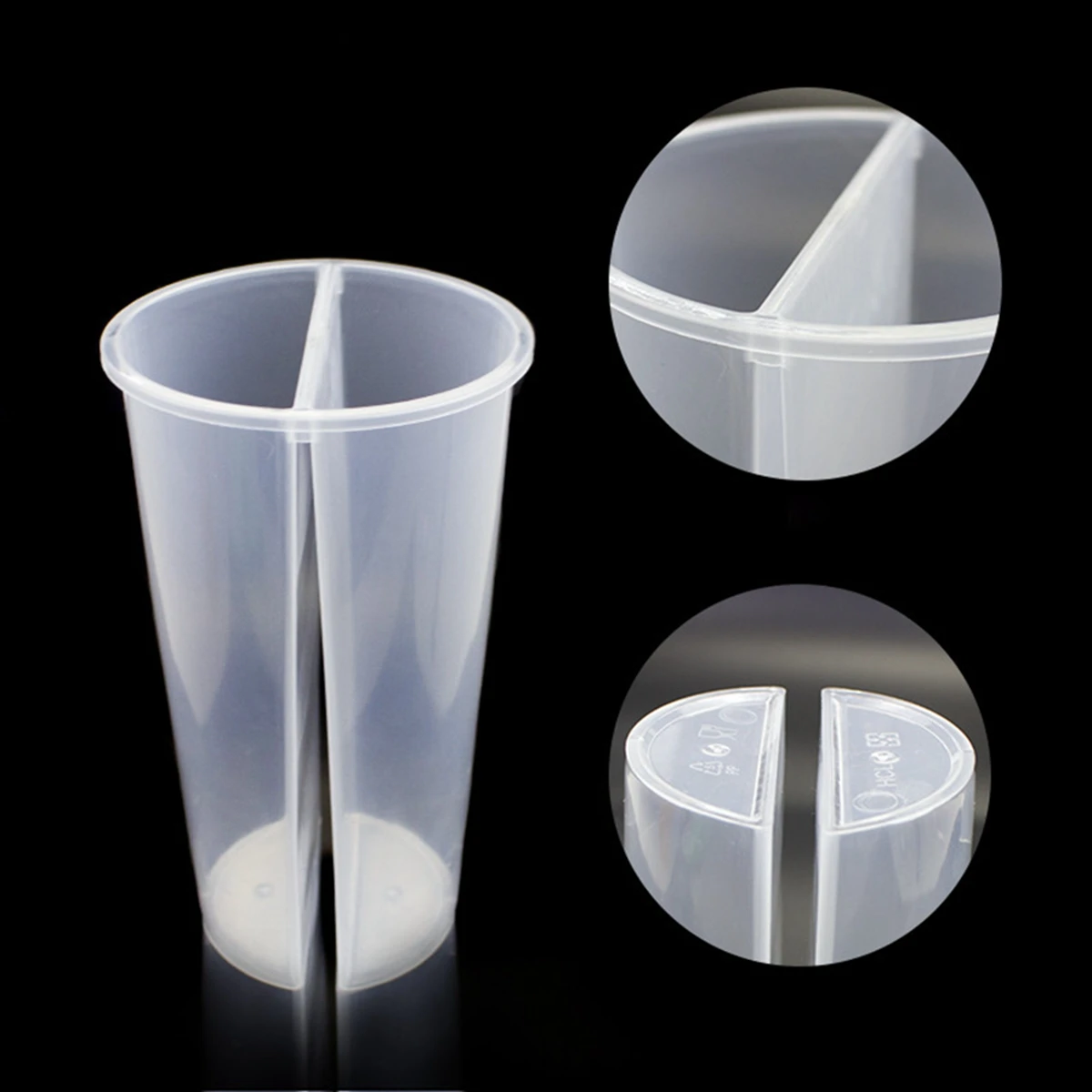 Disposable Bubble Tea Cups Plastic Drinking Cup with Lids 700ml Double Grid Thicken Smoothie Cup for Drinking Share Drinkware