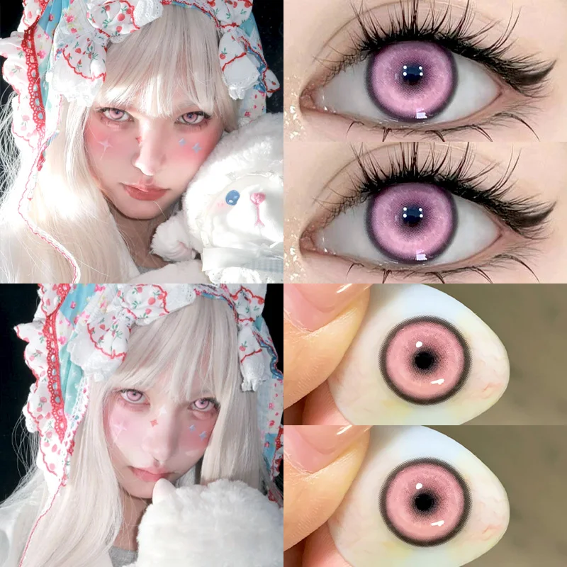 KSSEYE 2PCS Halloween Graduated Hot Sale Contact Lenses Red Contact Lenses Degree Grade 0.00 to -8.00 Anime Pupil Cosplay
