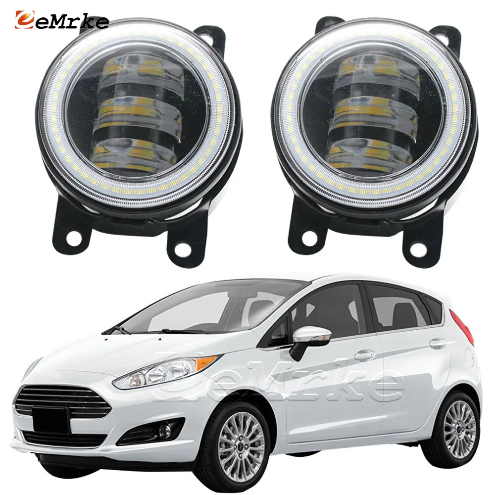 

Автомобильные противотуманные фары в сборе, линзы для Ford Fiesta VI JA8 Fiesta ST MCV CB1 CNN 2013-2019, светодиодные дневные ходовые огни Angel Eye, 2 шт.