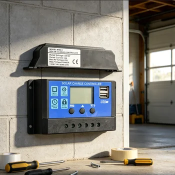 Regolatore di Carica Solare per Pannelli Fotovoltaici, Regolatore PV con Scaricatore di Carico, Display LCD Automatico, Doppia Uscita USB 5V, 12V 24V 30A 10A