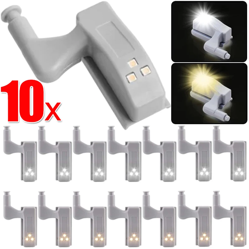 10/1PCS Universal LED Inner Hinge Lamp Under Cabinet Light Wardrobe Sensor Light for Cupboard Kitchen Bedroom Closet Night Lamps