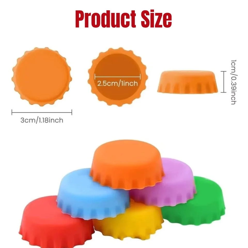 Reusable Silicone Bottle Cap Random Sealed Beer Caps Vinegar Soy Corktail Lid Wine Protective Stopper Bar Accessories 5-20Pcs