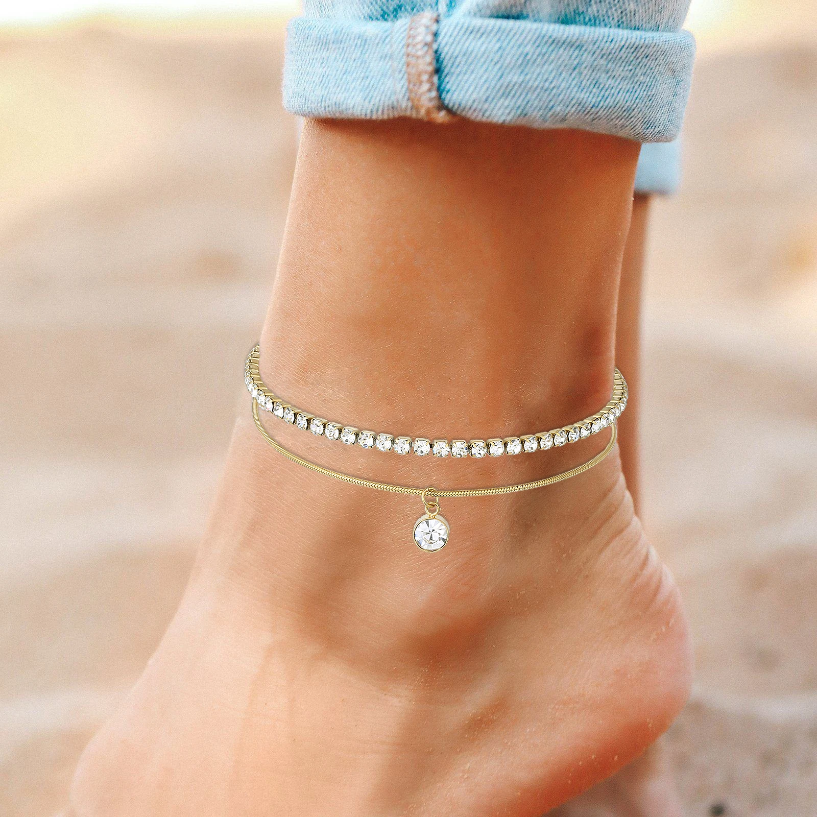 Cavigliera Boho Con Moneta E Nappe Wendalern - Oro - Gioiello Vintage Per Donne E Ragazze - Foto 2