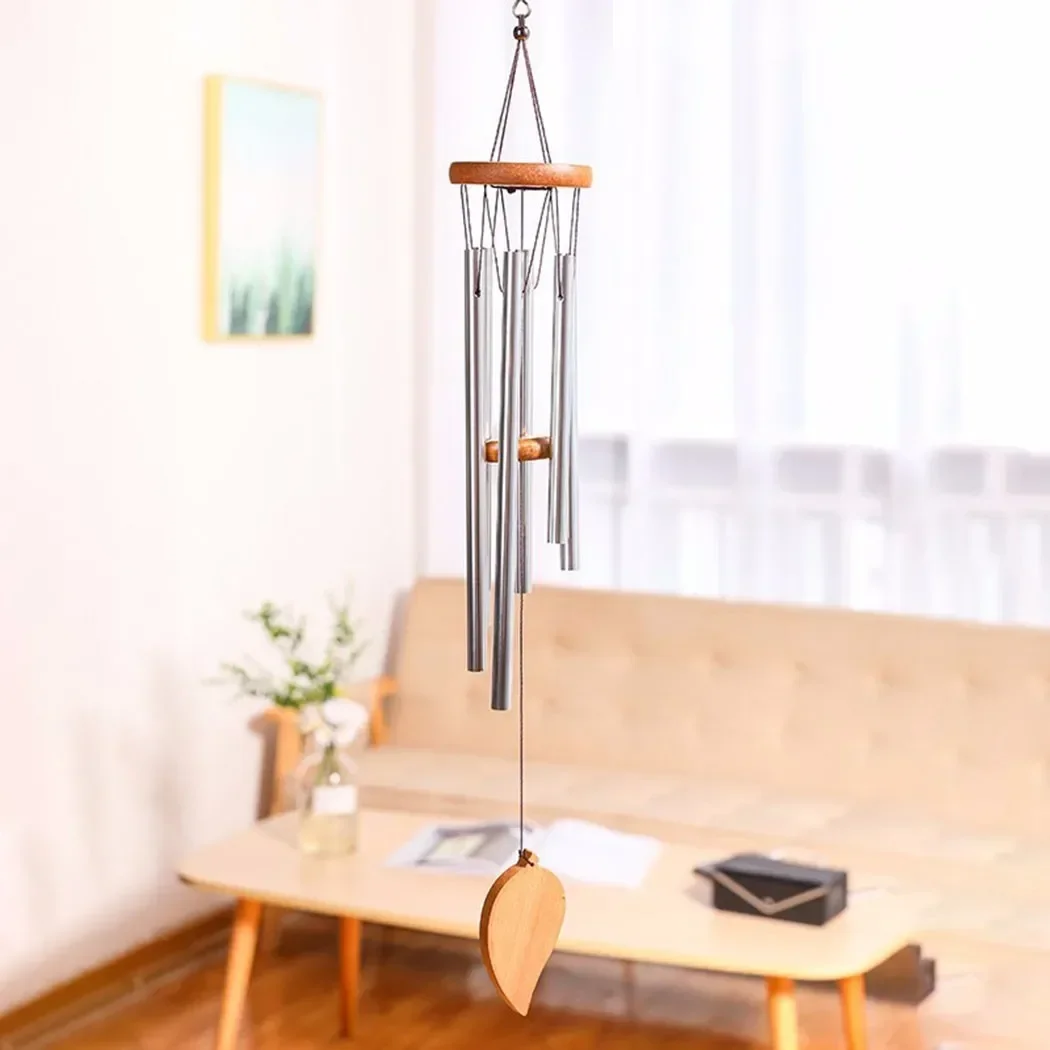Silver 6 Tube Wind Chime Chapel Bells Wind Chimes Door Wall Hanging Ornament Home Garden Outdoor Decor Wind Chimes USEFUL 4