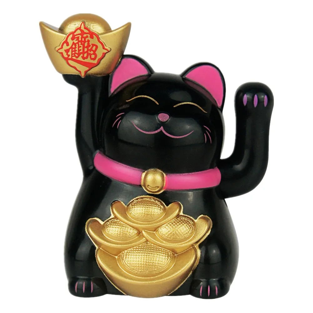 Solarbetriebene Winkende Glückskatze – Chinesische Maneki-Neko Figur Für Zuhause, Büro & Auto (Champagner)