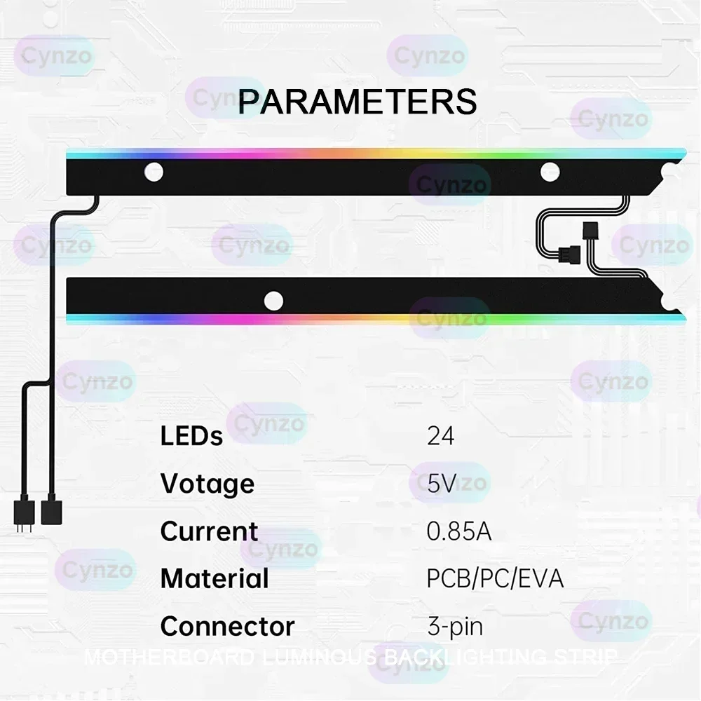 Tira Decorativa do Backplane da Iluminação do Desktop Matx Iluminado Argb Atx Mainboard Backlight do i o Aura Sync Mod do pc - Imagem 4