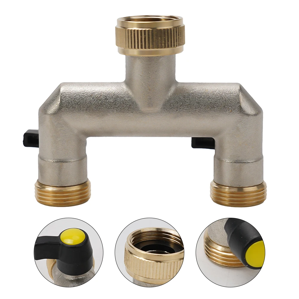 

Water Pipe Connector Brass Tap Splitter 2 Way 3/4 Inch Connection Hose Tap Splitter Tap Splitter With 2 Valves