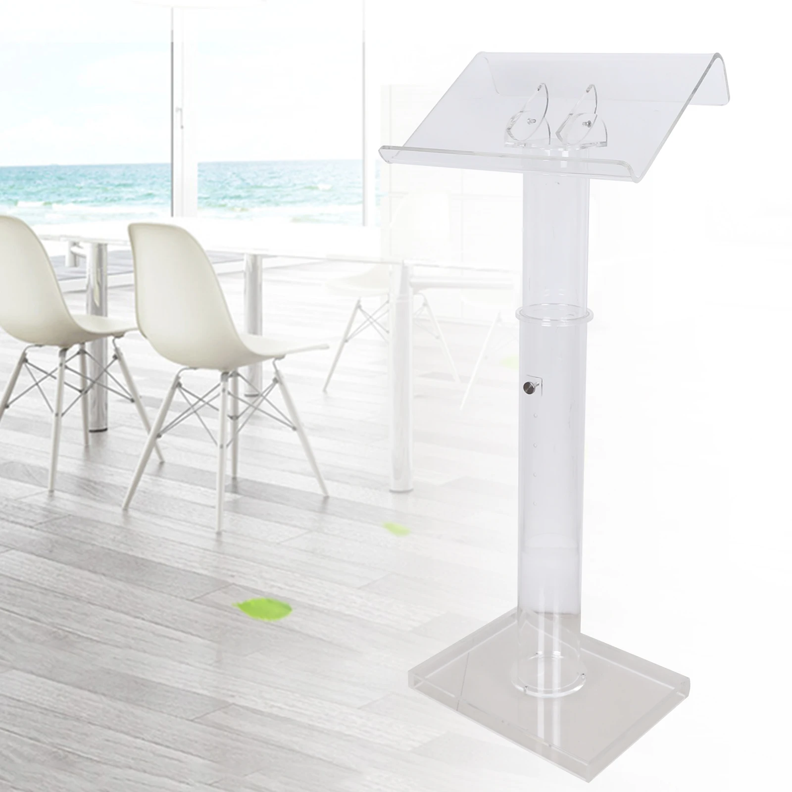 Acrylic Podium Stand, Conference Pulpit 31.50-51.18inch Adjustable Height Transparent Podium 2