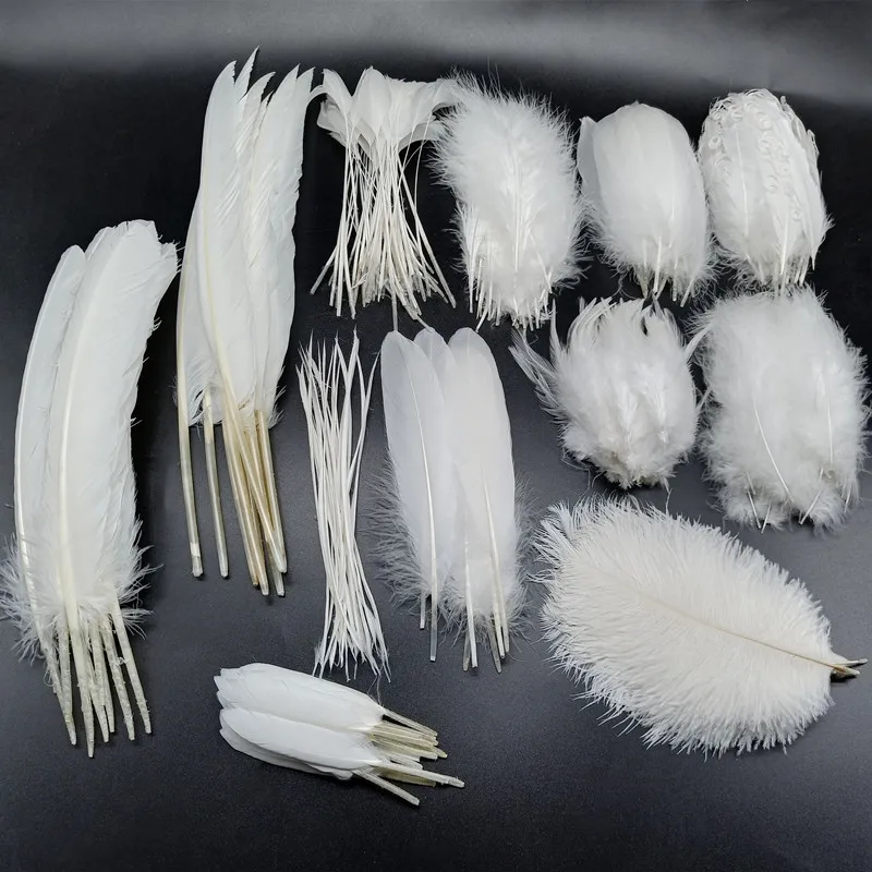 20Pcs/lot White Pheasant Cock Goose Ostrich Turkey Feathers Christmas Party  Wedding Centerpiece Accessories DIY Plume for Crafts