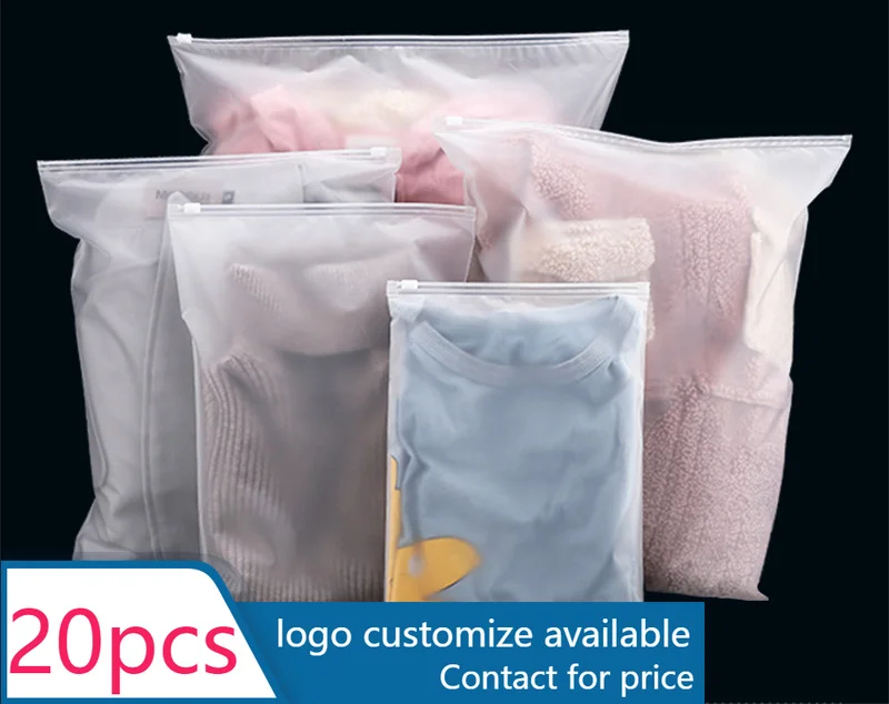 20 Pcs Travel PE Storage Plastic Zipper EVA Translucent Ziplock Waterproof Packaging Bags Custom Logo Print Available 2