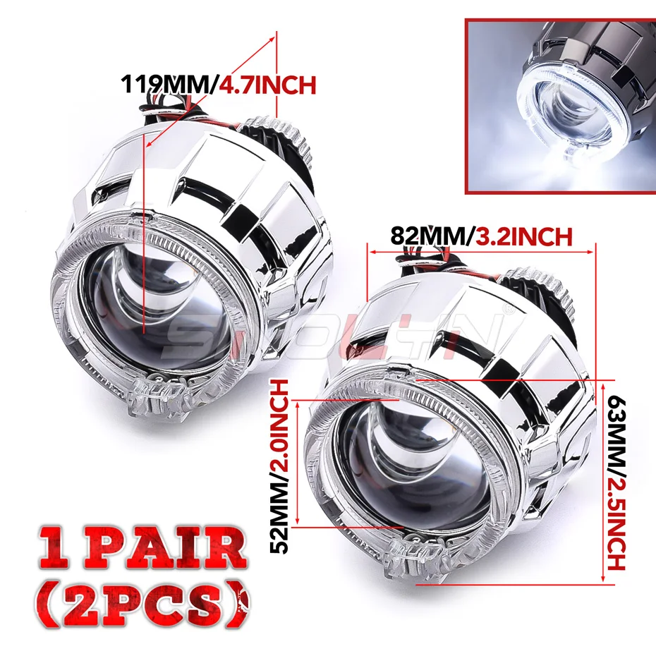 2.0 インチ双曲面 Bi LED プロジェクターレンズヘッドライト H7