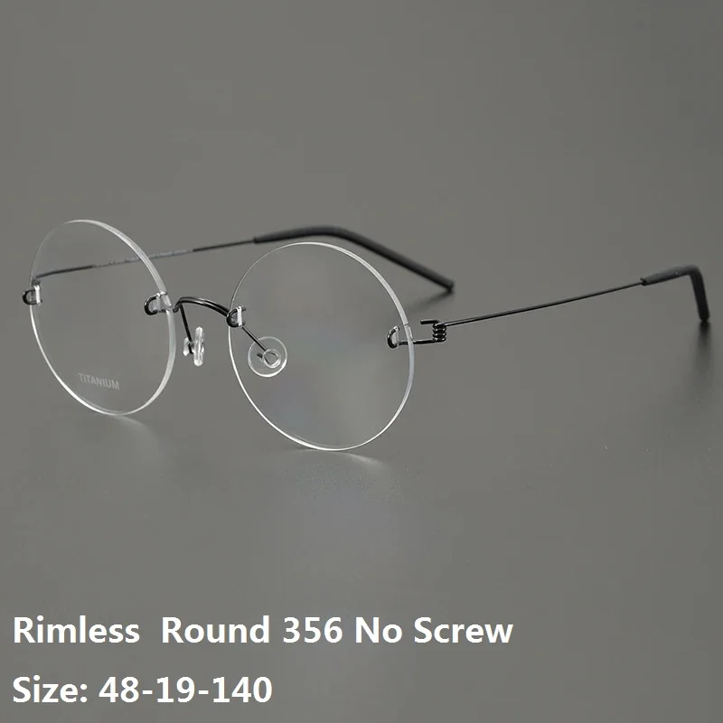 100% Round Rimless Glasses Frame Ultralight 4g Air Titanium