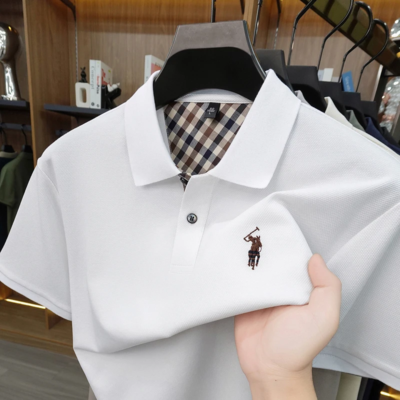 Designer marca Polo camicia a maniche corte uomo estate nuovo lusso golf pony ricamo casual moda traspirante high-end T-shirt - immagine 4