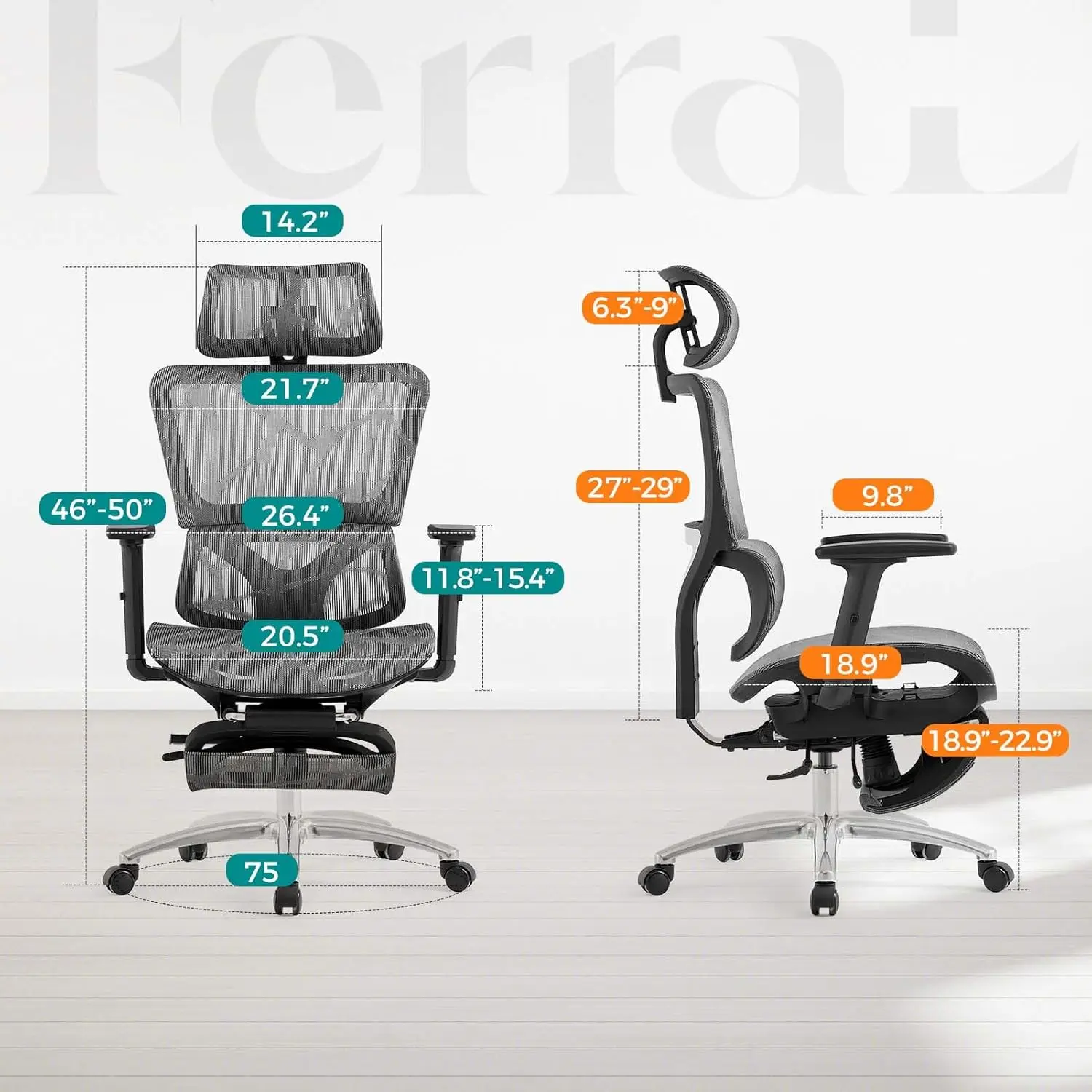 High Back Home Office Desk Chair with Lumbar Support, 4D Adjustable Armrest & Seat Depth 2