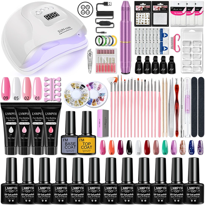 Manicure Set Poly Nail Gel Kit Professional Nail Art Decorations Kit