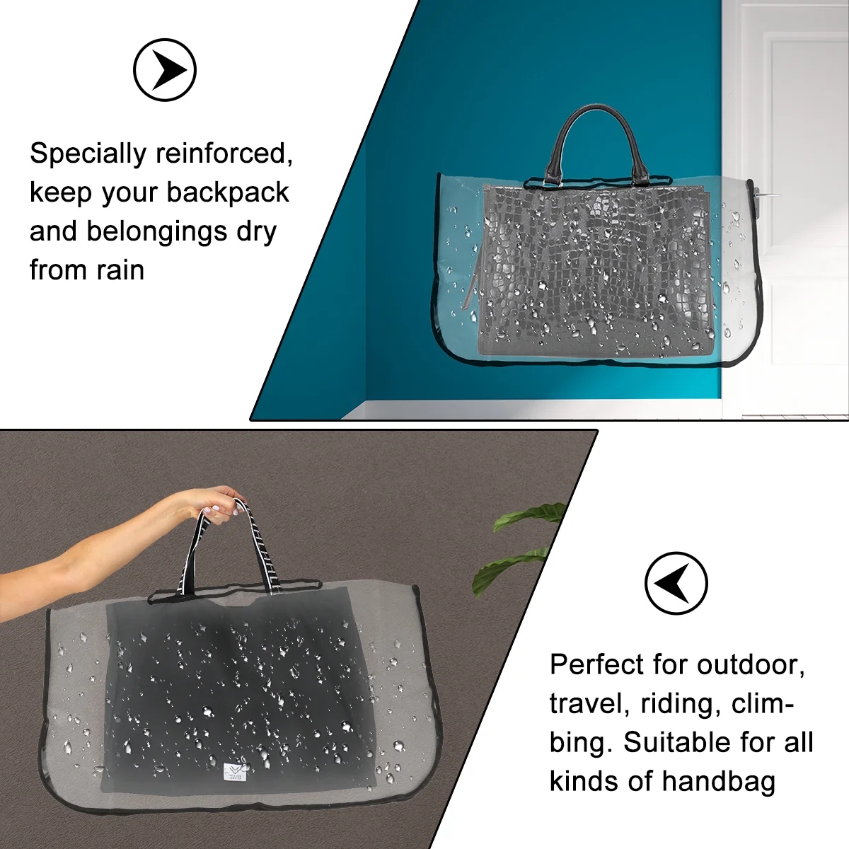 FRCOLOR 1PC PVC Handbag Rain Cover Outdoor Handbag Rain Shield Waterproof  Handbag Cover Dustproof Handbag Cover for Trip Tour (Transparent) 