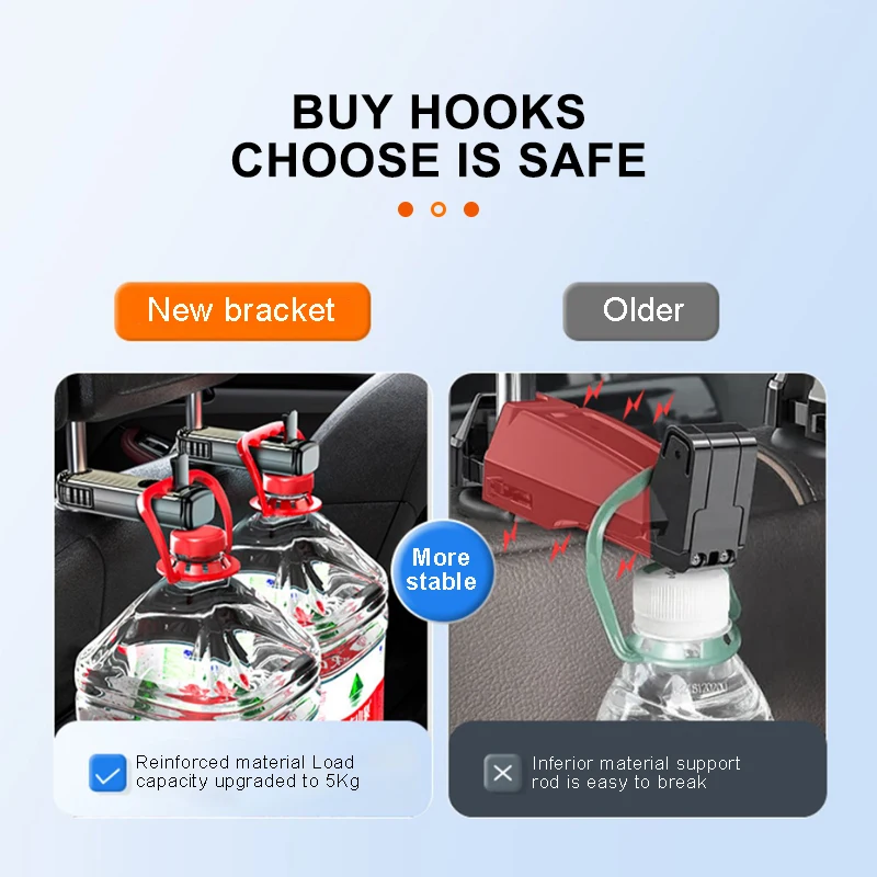 Car Headrest Hook with Foldable Phone Holder Silicone Buffer