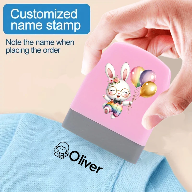 Cartoon Rabbit Customized Name Stamps for Kids Personalized Waterproof Stamp for Clothing Name Seal Student&Child