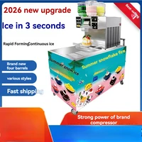 Machine à glace en flocons multi-barils, célèbre sur internet, automatique, pour stand commercial mobile, avec broyeur souple pliable 4