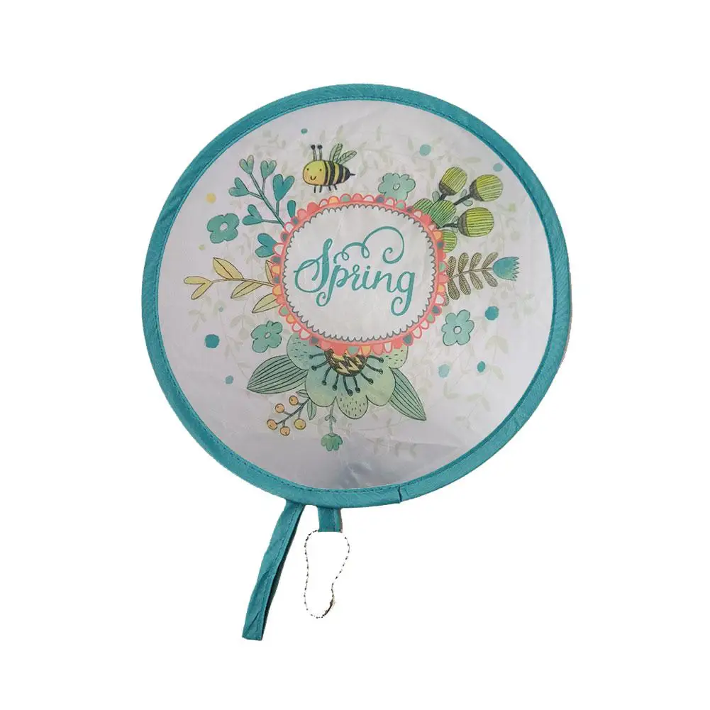 Mini Portable Folding Fan Portable Cartoon Pocket Cloth Creative Fans Embroidery Fan Foldable Gift Silk Round Flower R6O0 Portable Fan Folding Fan Hand Fan