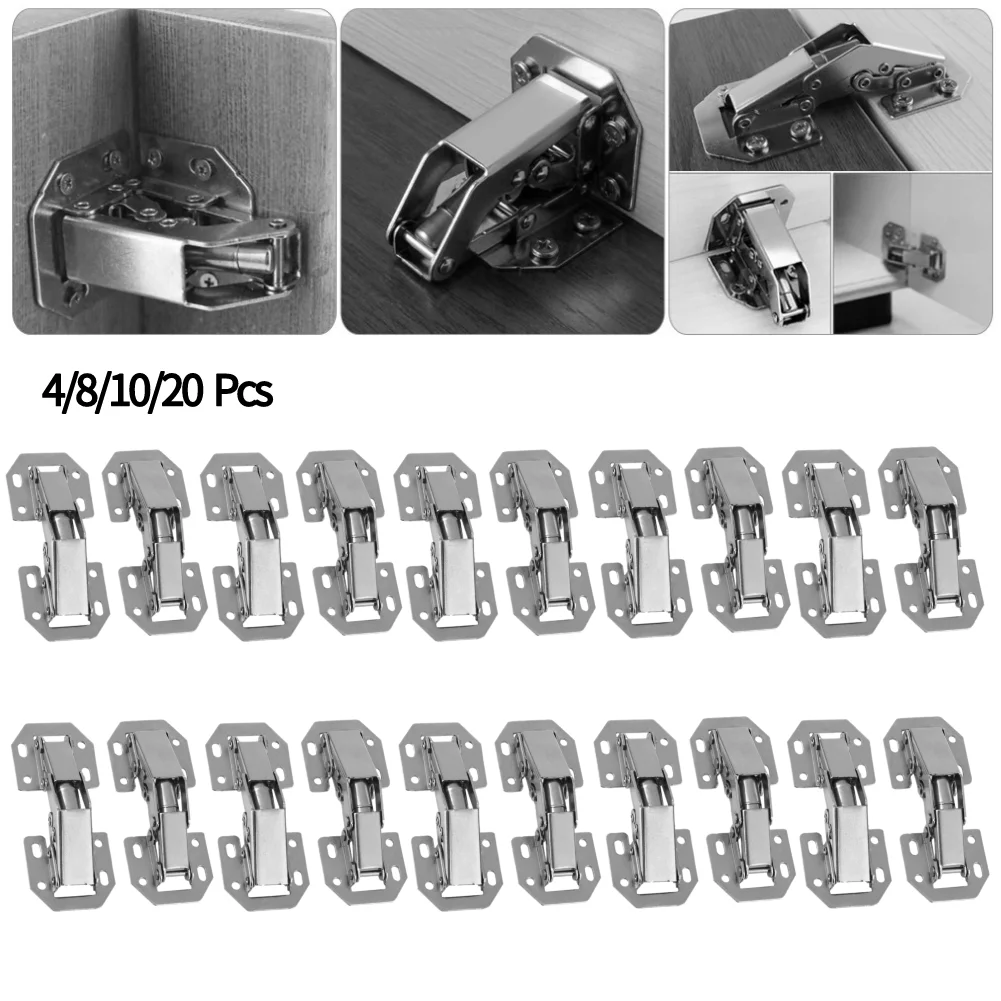 Cabinet Hinge 4 inch 90 Degree No-Drilling Hole Cupboard Closet Door Hinges with Screws 4/8/10/20PCS Furniture Hardware
