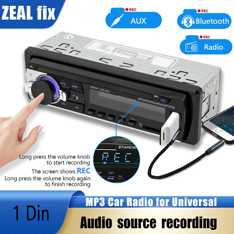 2023NEWZEALfixCarRadio1DinFMMP3PlayerAudioStereoInputUSB