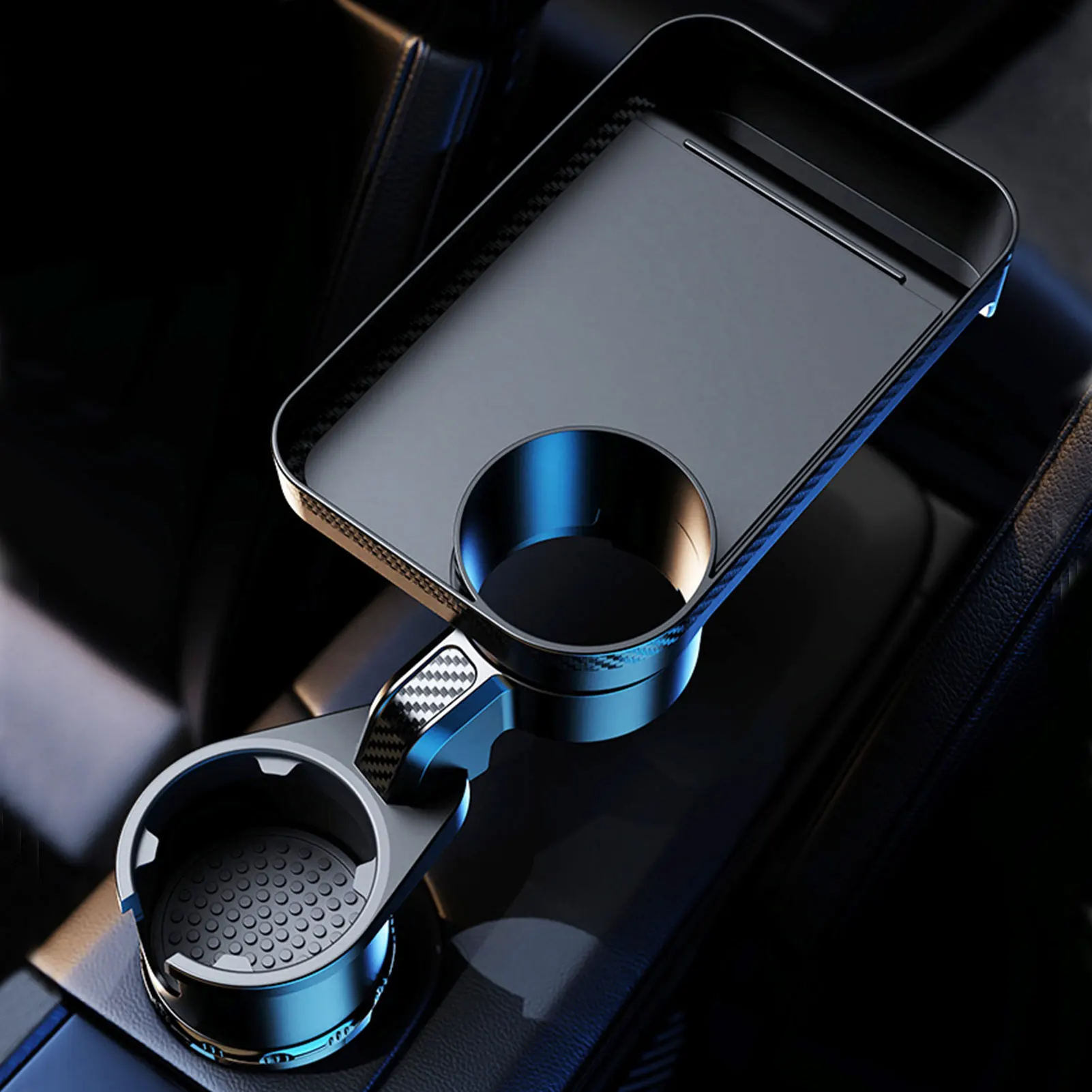 Multifunctional Car Cup Holder With Attachable Tray 360 Swivel