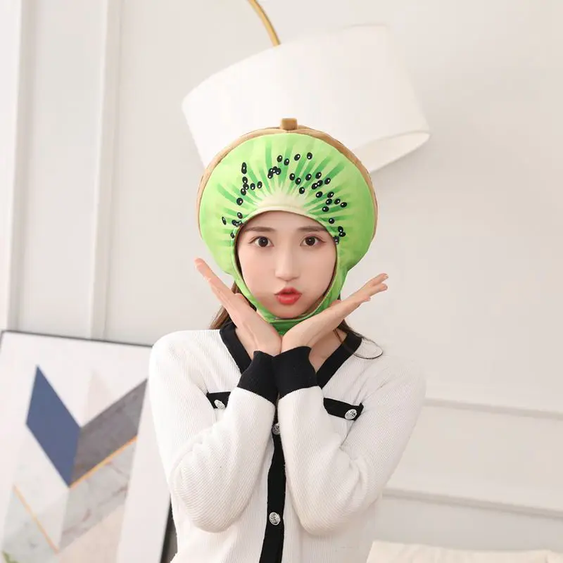 YESKIGU Kawaii Funny Plush Soft Hats Women Men Couples Shooting Tool Cute Sydney Avocado Festival Hat Halloween Party Warm Caps