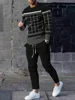 Simple Geometric Print Men's Fall Fashion Casual Crew-neck Tops And Pants Urban Street Fashion Trends Men's Tops And Long Styles 4
