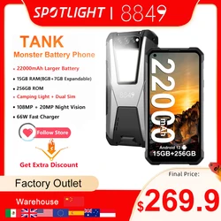 8849 By Unihertz Tank Rugged Smartphone 15GB 256GB 22000mAh Battery 108MP Night Vision G99 Mobile Phone Outdoor Cellphone