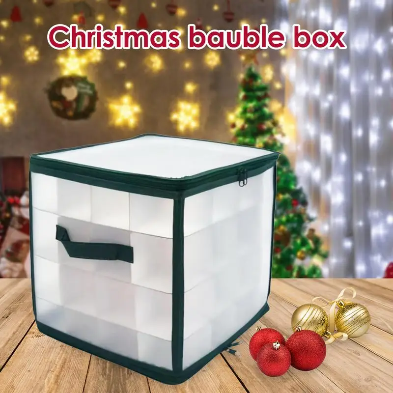 Christmas Bauble Storage Box 64Grid Baubles Storage Christmas Balls Xmas Tree Decorations Organizer Bauble Toys christmas storage box holiday decoration box