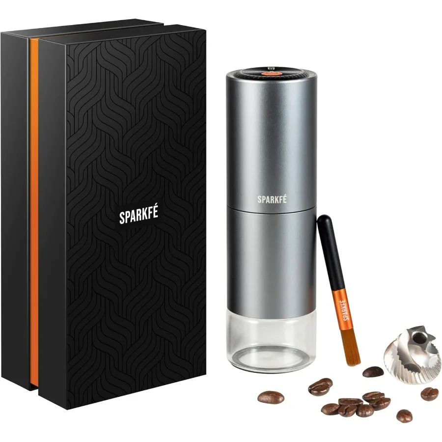 Portable Electric Coffee Grinder Rechargeable Wireless Handheld Grinder with Stainless Steel Conical Burr Adjustable Grind Sett