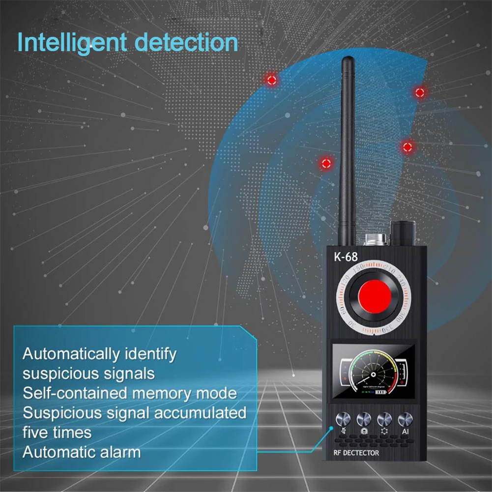 K68 Anti Spy Wireless RF Signal Detector Bug GSM GPS Tracker Hidden Camera Eavesdropping Device Military Professional Version