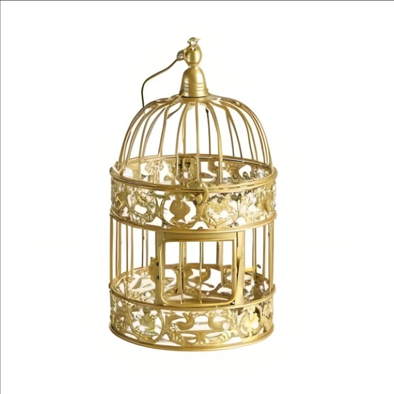 Metal Bird Cage Decoration Gold Wrought Iron Wedding Prop