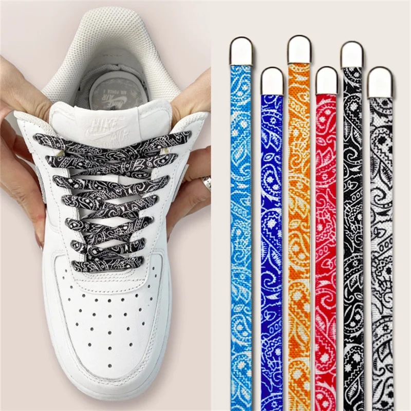 

1 Pair High Elastic Cashew Flower Shoelaces Without Tying For Sneakers Metal Lock Lazy Kids Adult Quick Wear Shoe Laces