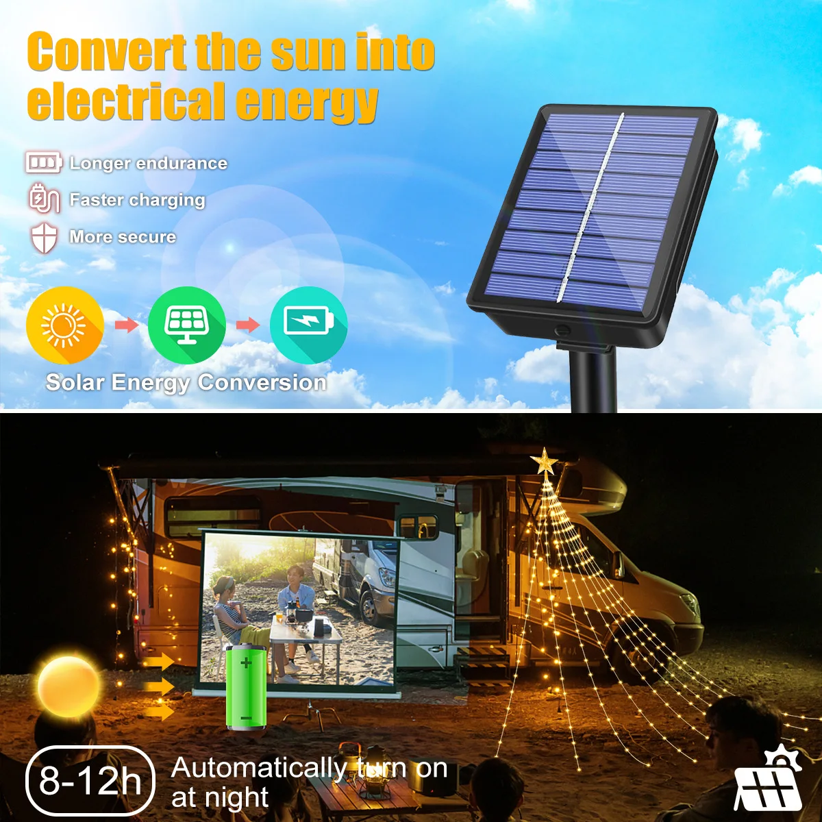 Christmas Solar Star String Lights – 2/3M LED Fairy Lights Outdoor Waterproof Garden & Holiday Decor 5