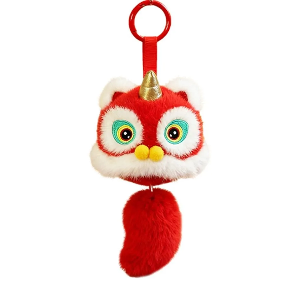 Cartoon Lion Dance Keychain Year of Horse Awakened Lion Lion Dance Pendant Chinese Style Plush Toy Doll Chinese New Year Gift