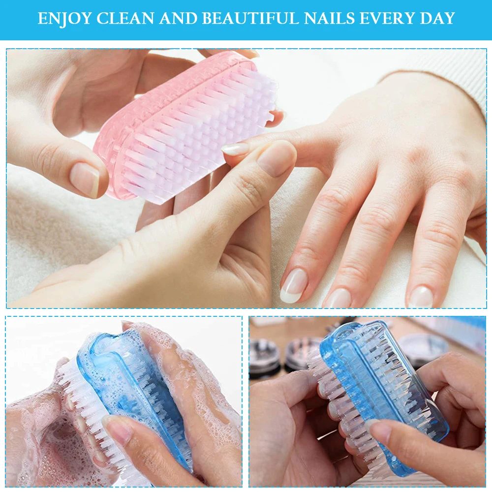 Nail Cleaning Brush 10/20/30/50Pcs Plastic Nail Dust Powder Cleaning Brush Double Sided Hand Fingernail Toes Scrubbing Brush Cleaner Pedicure Scrub