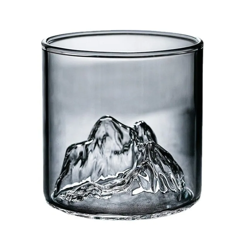 Transparent Home Whisky Glass Simple Retro Heat-resistant Glass Snow Mountain Glass Mountain Viewing Style, Foreign Liquor Glass