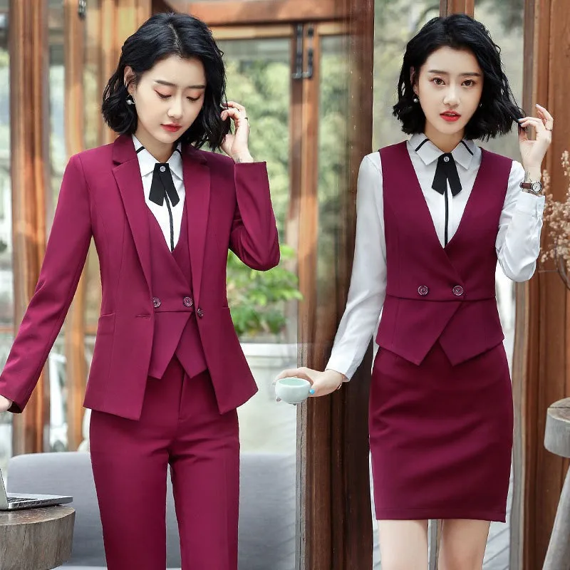 6001 Business Wear Female Temperament Business Commute Formal Suit Vest Suit Work Clothes Hotel Waiter Work Clothes