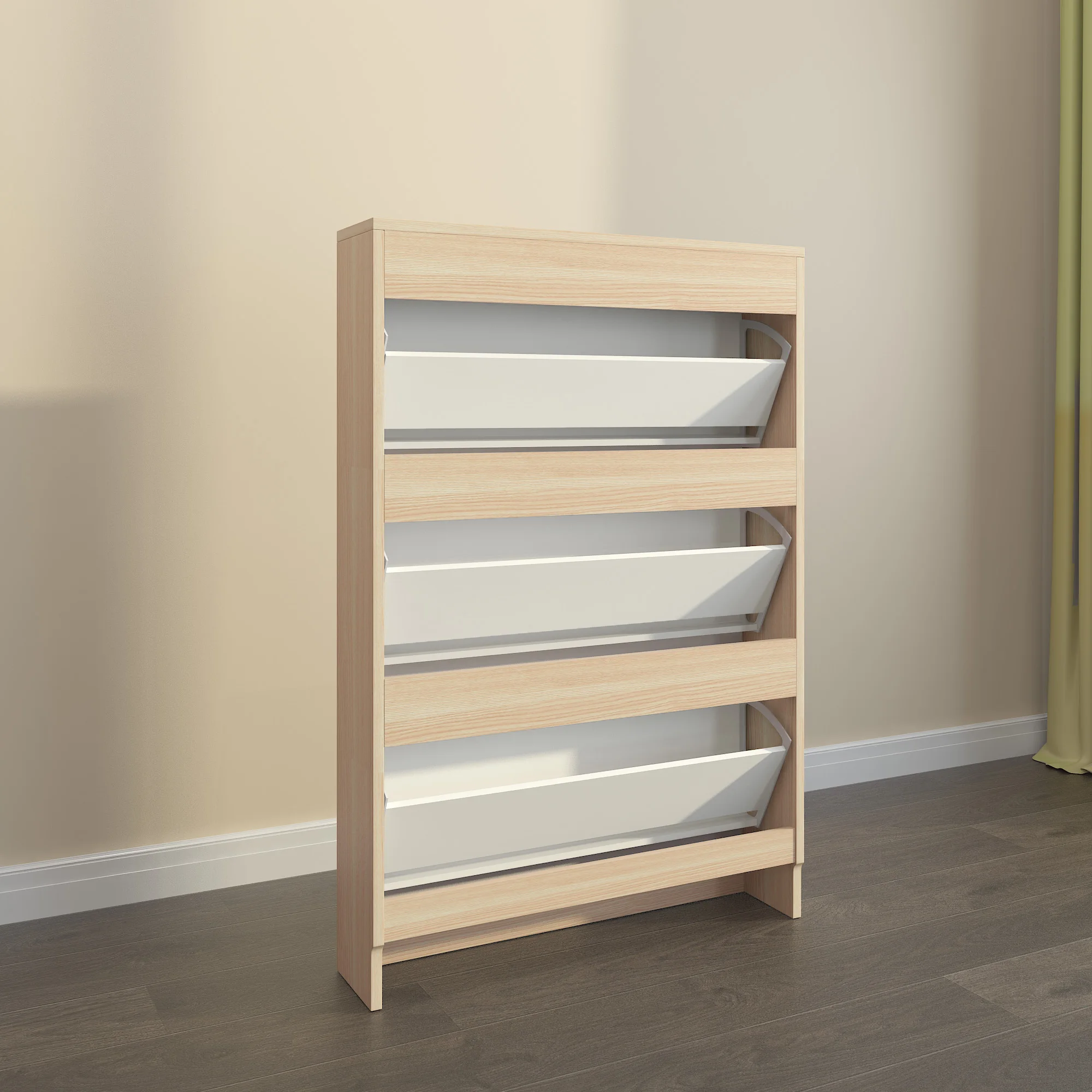 Modern Flip Shoe Rack For Home Entryway Wooden High Quality Melamine Ultra Thin Tipping Bucket Shoe Storage Cabinet
