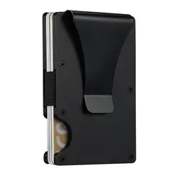 Unisex Slim RFID Wallet - Scratch Resistant Credit Card Holder & Money Clip (Black)