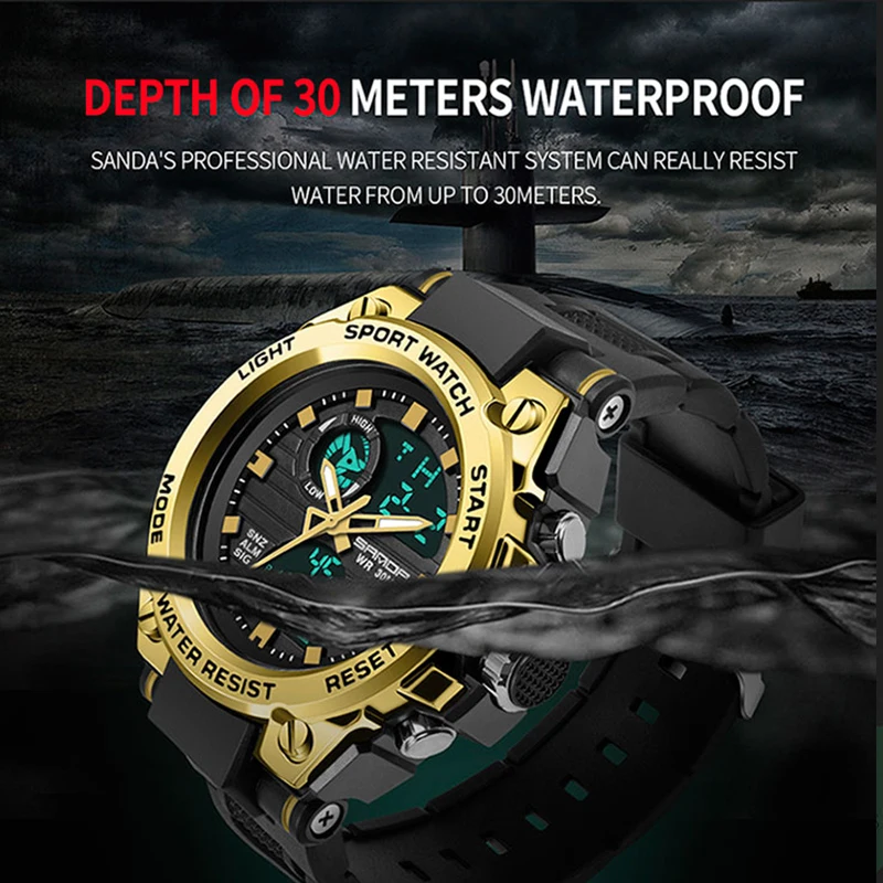 Men's Waterproof Military Sport Watch - LED Digital Quartz Fashion Timepiece