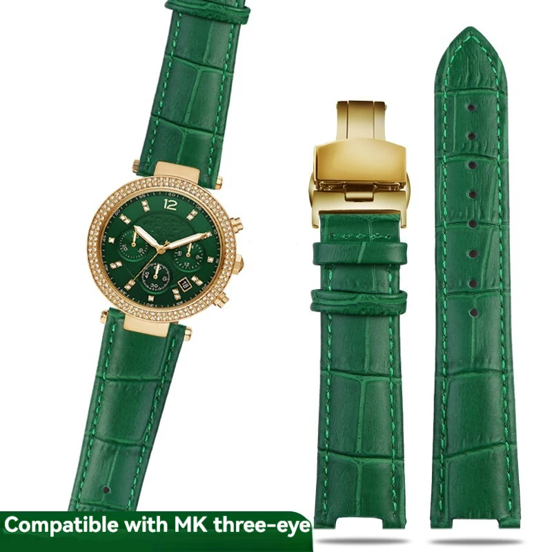 Elegant Green Brown Calfskin Cowhide Watch Strap